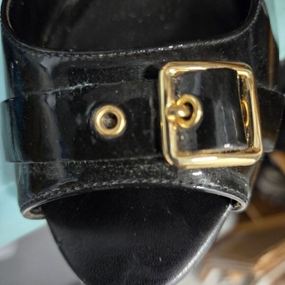 Cole Haan Wilma Heels Women Glossy Sling Back Kitten Heels Black Leather 9.5B - Picture 14 of 14